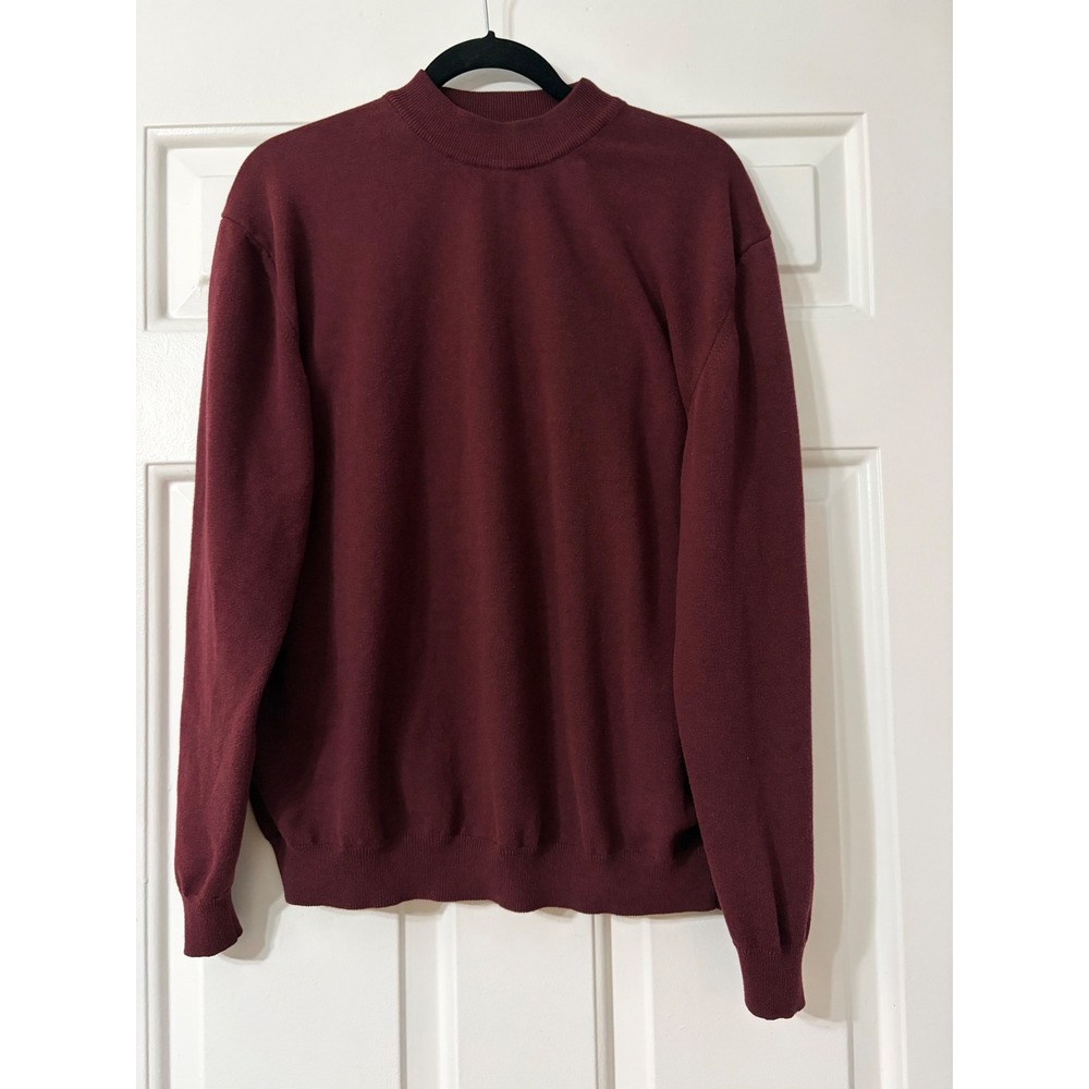Toscano | Mock Neck Cotton Rayon Knit Sweater | XL || Burgundy|
